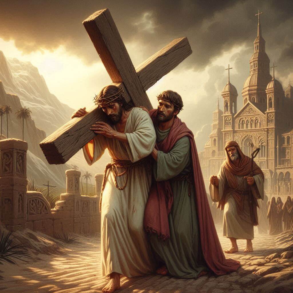quem ajudou jesus a carregar a cruz